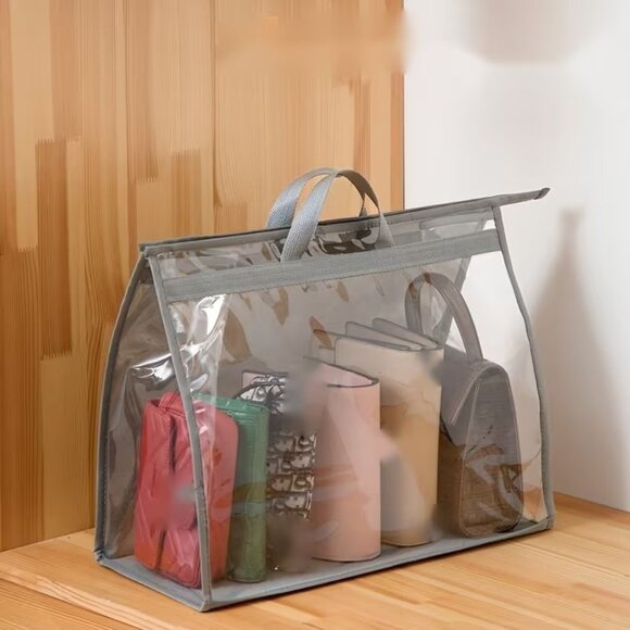 Clear Purse Handbag Storage Dustproof Vinyl Bag Transparent Organizer w/Zipper - Picture 6 of 7